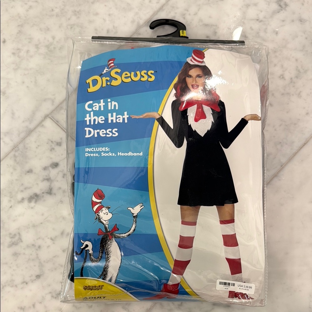 Dr. Seuss Cat In The Hat Costume Womens Dress Velour Black - Size M (8-10) - Picture 4 of 7